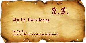 Uhrik Barakony névjegykártya